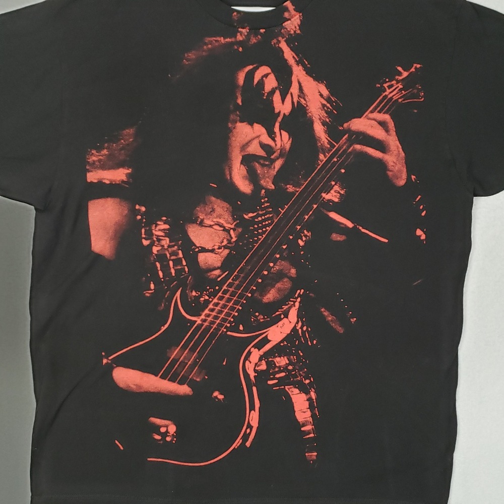Gene Simmons Guitarist KISS Rock Band Graphic‎ Tee Shirt Black Red Tone Size XL